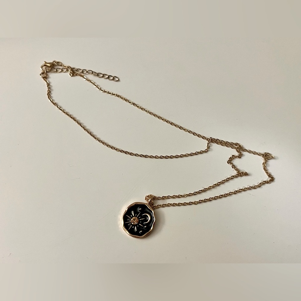 Sun and Moon Celestial Pendant Necklace Gold Tone - Picture 4 of 4